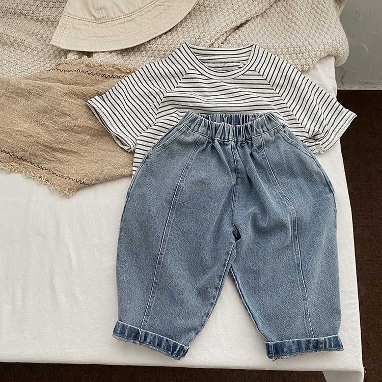 Baby Girls Washed Cotton Jeans Kids Stylish Pants - Temu